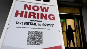 Now hiring sign with qr code